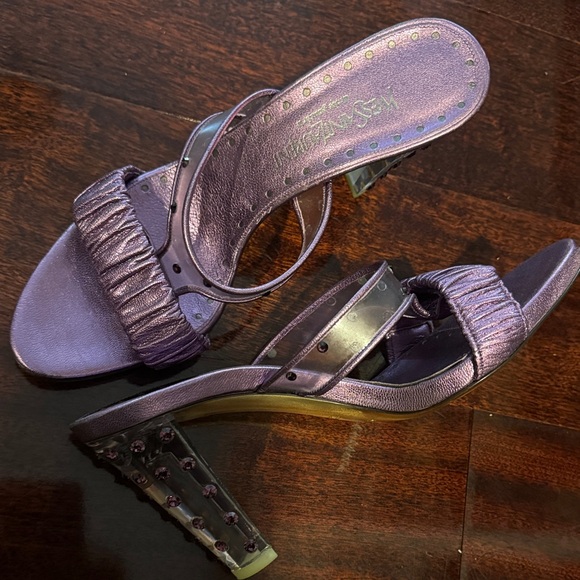 Yves Saint Laurent Metallic Purple Heels - Picture 1 of 4